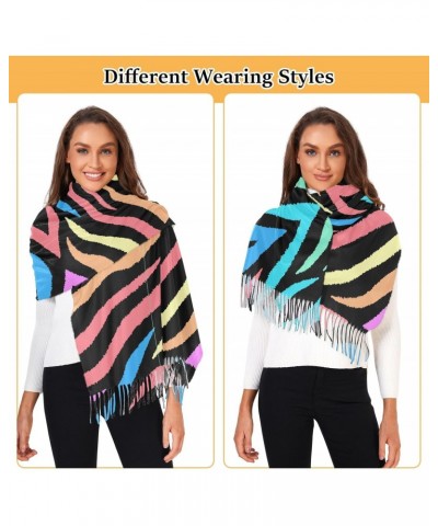 Colorful Pinto Print Animal Womens Scarf, Fashion Long Shawls Grid Wraps Winter Warm Lattice Large Scarves $16.73 Scarves