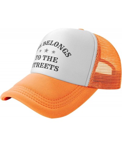 She Belongs to The Streets Mesh Hat Women Men Trucker Hat Baseball Cap Dad Hat Black Orange $10.77 Baseball Caps