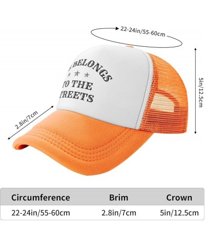 She Belongs to The Streets Mesh Hat Women Men Trucker Hat Baseball Cap Dad Hat Black Orange $10.77 Baseball Caps