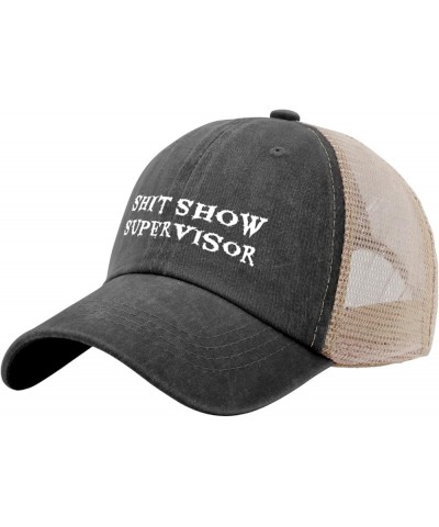 Dad Hat Shit Show Supervisor Trucker Hat Women Vintage Mesh Cap for Summer Black $11.20 Baseball Caps