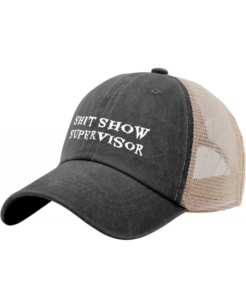 Dad Hat Shit Show Supervisor Trucker Hat Women Vintage Mesh Cap for Summer Black $11.20 Baseball Caps