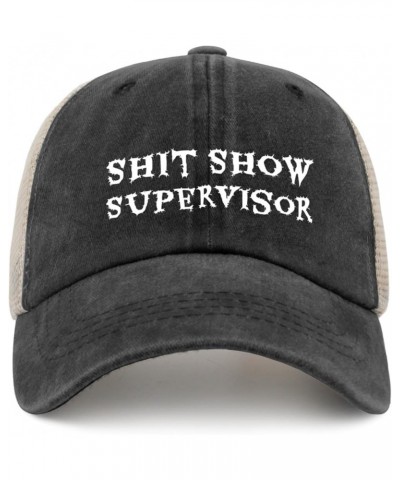 Dad Hat Shit Show Supervisor Trucker Hat Women Vintage Mesh Cap for Summer Black $11.20 Baseball Caps