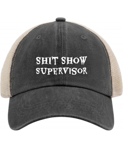 Dad Hat Shit Show Supervisor Trucker Hat Women Vintage Mesh Cap for Summer Black $11.20 Baseball Caps