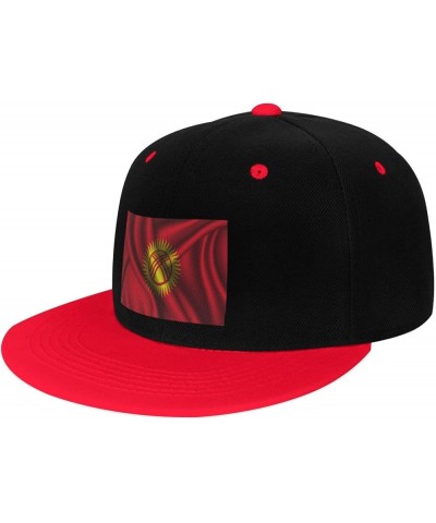 Silk Style Flag of Kyrgyzstan Snapback Hat for Men Women Baseball Cap Trucker Flat Bill Hats Dad Caps Red $10.18 Baseball Caps