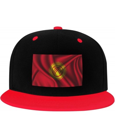 Silk Style Flag of Kyrgyzstan Snapback Hat for Men Women Baseball Cap Trucker Flat Bill Hats Dad Caps Red $10.18 Baseball Caps