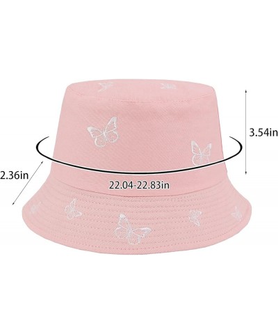 Unisex Cotton Bucket Hat Packable Travel Beach Sun Hats Fisherman Cap Pink Butterfly $7.50 Bucket Hats