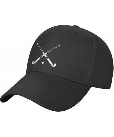 Field Hockey Stick Hat Men's Vintage Baseball Cap Low Profile Dad Hat Fashion Black Hats Adjustable Black $11.39 Baseball Caps