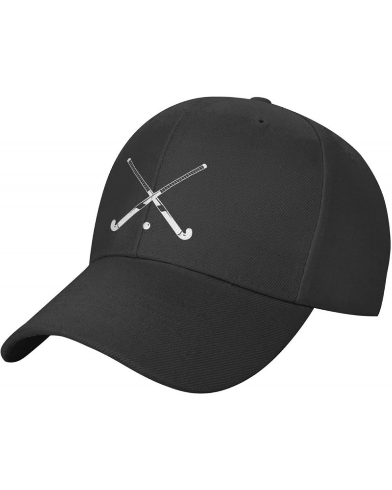 Field Hockey Stick Hat Men's Vintage Baseball Cap Low Profile Dad Hat Fashion Black Hats Adjustable Black $11.39 Baseball Caps