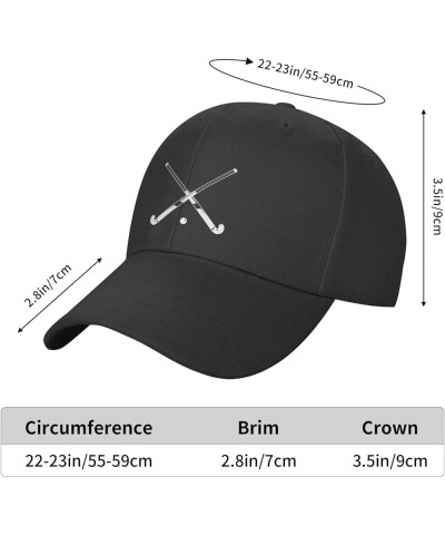 Field Hockey Stick Hat Men's Vintage Baseball Cap Low Profile Dad Hat Fashion Black Hats Adjustable Black $11.39 Baseball Caps