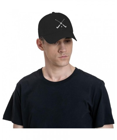 Field Hockey Stick Hat Men's Vintage Baseball Cap Low Profile Dad Hat Fashion Black Hats Adjustable Black $11.39 Baseball Caps