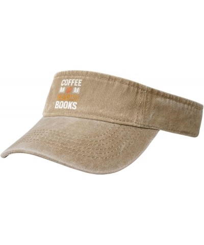 Coffee Cats and Books Sun Visor Hats for Women Men Sun Hat Vintage Golf Hat Adjustable Baseball Cap Natural $13.62 Visors