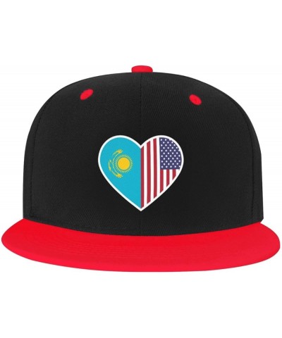 I Love America and Kazakhstan Baseball Cap for Men Women Snapback Hat Adjustable Flat Bill Hats Red $10.38 Baseball Caps