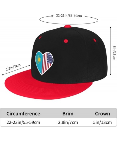 I Love America and Kazakhstan Baseball Cap for Men Women Snapback Hat Adjustable Flat Bill Hats Red $10.38 Baseball Caps