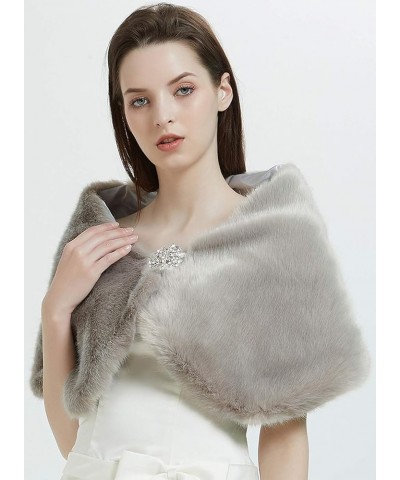 Women Faux Fur Shawl Wrap Scarf Wedding Shrug Stole Cape for Bridal Cover Up Evening Bridesmaids Ivory $21.27 Scarves