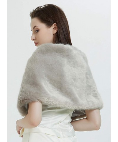 Women Faux Fur Shawl Wrap Scarf Wedding Shrug Stole Cape for Bridal Cover Up Evening Bridesmaids Ivory $21.27 Scarves