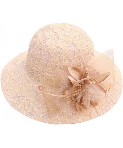 Women's Church Fascinator Bridal Tea Party Wedding Hat Womens Baseball Caps with Ponytail Hole Beige 5 $8.10 Baseball Caps