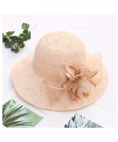 Women's Church Fascinator Bridal Tea Party Wedding Hat Womens Baseball Caps with Ponytail Hole Beige 5 $8.10 Baseball Caps