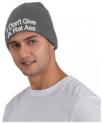 I Don't Give A Rat Ass Classic Warm Winter Hats Unisex Knit Beanie Cap Cuffed Plain Skull Knit Hat Deep Heather $9.28 Skullie...