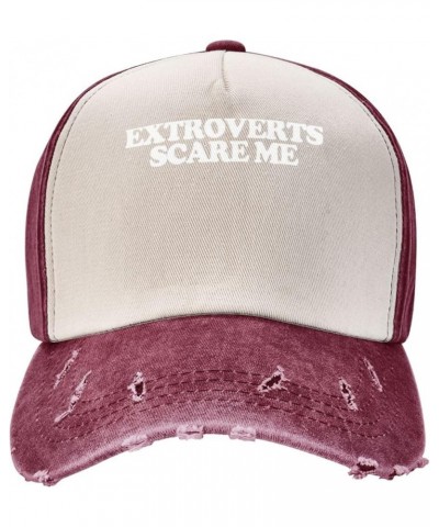 EXTROVERTS Scare ME 100% Cotton Men's Baseball Hat Low Profile Washed Denim Trucker Cap Adjustable,Dark Red Dark Red $10.63 B...