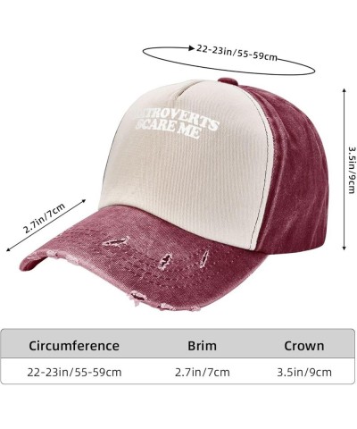 EXTROVERTS Scare ME 100% Cotton Men's Baseball Hat Low Profile Washed Denim Trucker Cap Adjustable,Dark Red Dark Red $10.63 B...