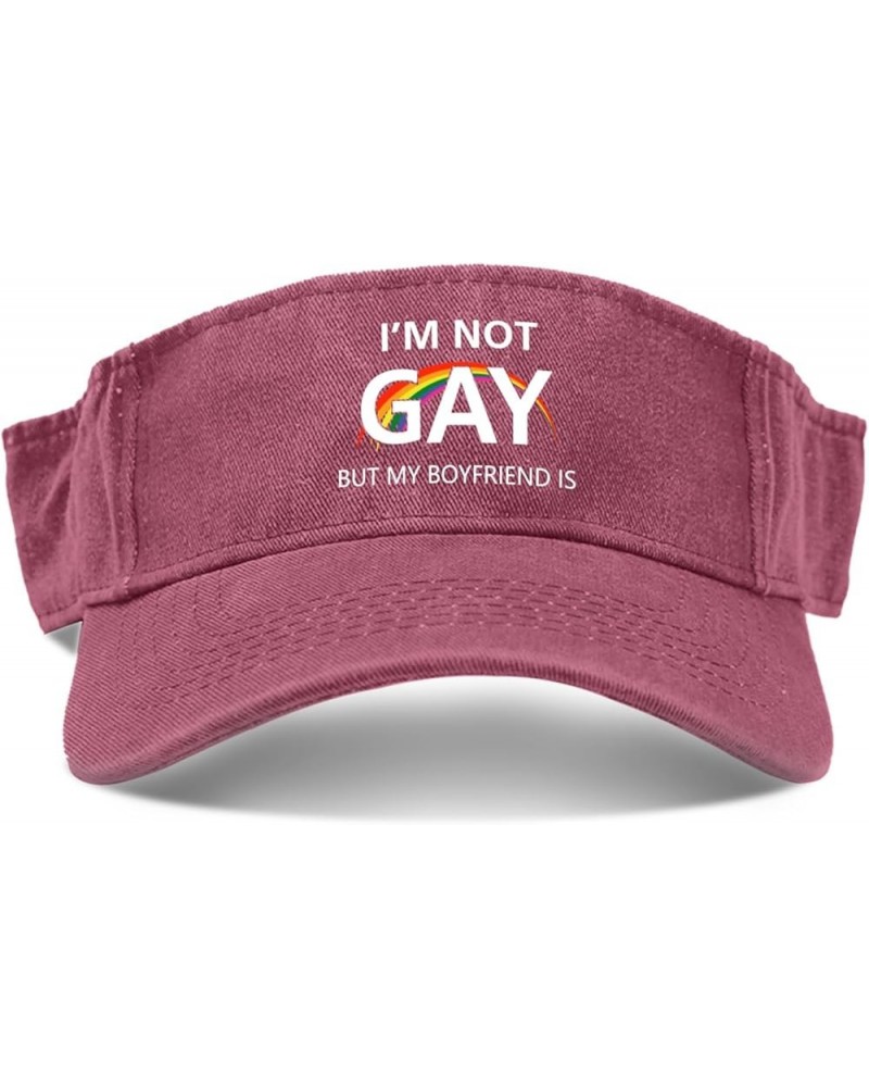 I'm Not Gay But My Boyfriends is Visor Hats for Women Cap Visor Hat for Adult Baseball Hats Packable LGBT Ponytail Caps Deep ...