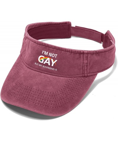 I'm Not Gay But My Boyfriends is Visor Hats for Women Cap Visor Hat for Adult Baseball Hats Packable LGBT Ponytail Caps Deep ...