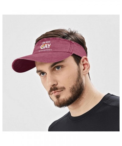 I'm Not Gay But My Boyfriends is Visor Hats for Women Cap Visor Hat for Adult Baseball Hats Packable LGBT Ponytail Caps Deep ...