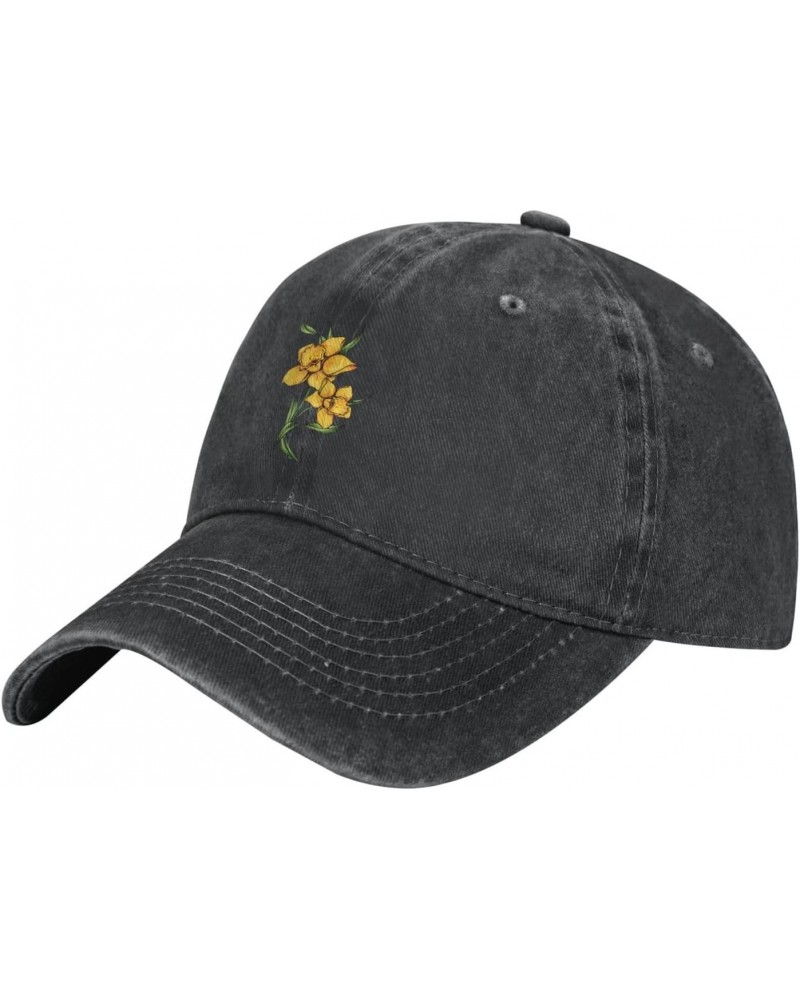 AbLaTe-Daffodils-Trucker-Hat, Washed Cotton Baseball Cap Black Dad Hat for Men Women $10.44 Baseball Caps