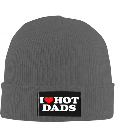 Beanie I Love Hot Dads I Heart Hot Dads Beanie Hat Women Skull Cap Men Slouchy Hat Knitted Hat Knit Hat Black Deep Heather $1...