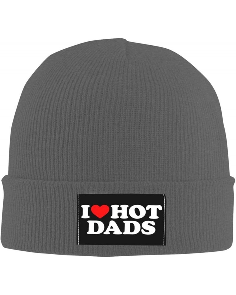 Beanie I Love Hot Dads I Heart Hot Dads Beanie Hat Women Skull Cap Men Slouchy Hat Knitted Hat Knit Hat Black Deep Heather $1...