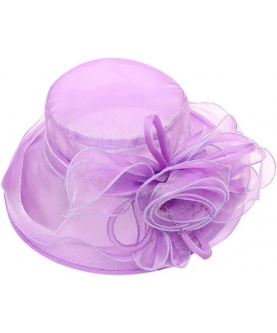 Women's Beach Hats Women's Derby Hat Church Dress Cloche Hat Wide Brim Fascinator Hats Summer Beach Hats Purple $9.60 Sun Hats