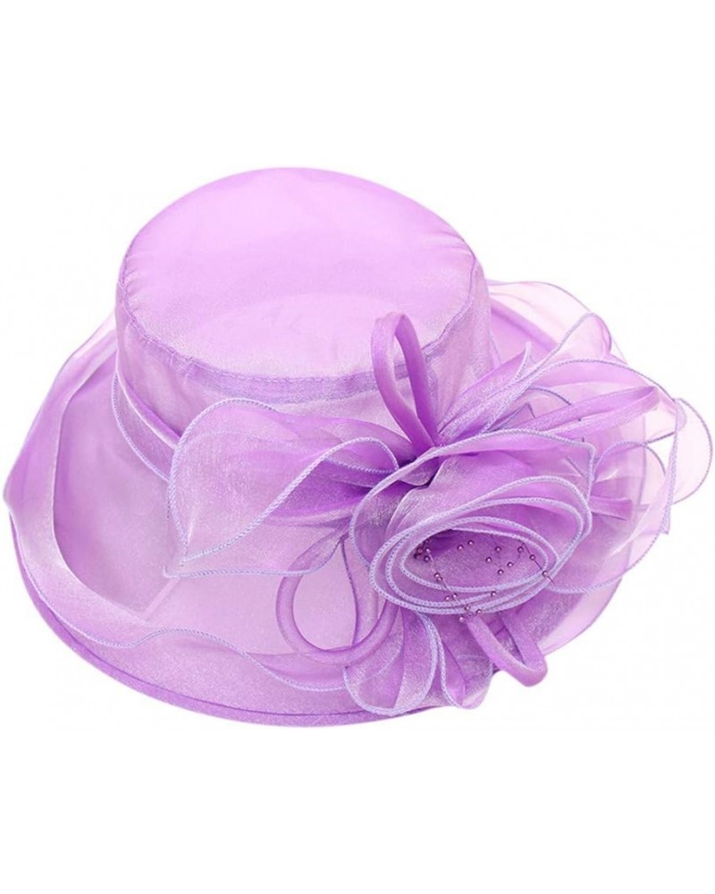 Women's Beach Hats Women's Derby Hat Church Dress Cloche Hat Wide Brim Fascinator Hats Summer Beach Hats Purple $9.60 Sun Hats