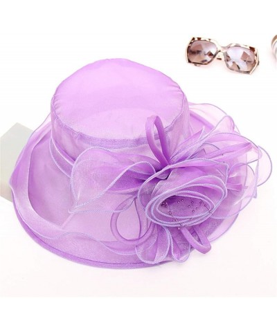 Women's Beach Hats Women's Derby Hat Church Dress Cloche Hat Wide Brim Fascinator Hats Summer Beach Hats Purple $9.60 Sun Hats