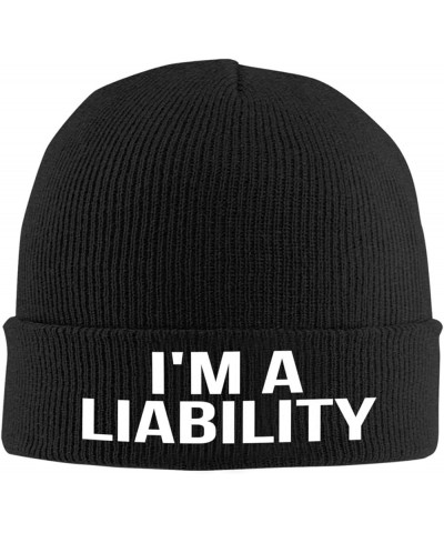 I'm A Liability Crazy Party Gag Beanie Unisex Knit Hat Women Men Gift Winter Warm Cap Black $10.99 Skullies & Beanies