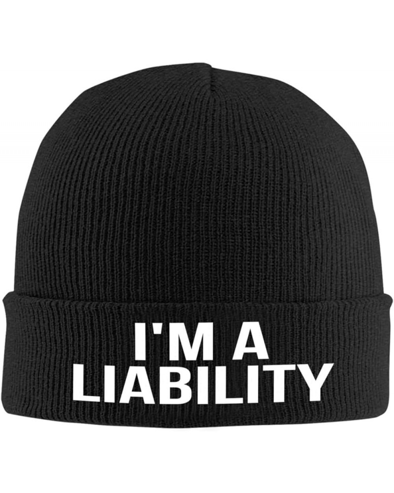 I'm A Liability Crazy Party Gag Beanie Unisex Knit Hat Women Men Gift Winter Warm Cap Black $10.99 Skullies & Beanies