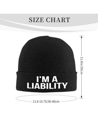 I'm A Liability Crazy Party Gag Beanie Unisex Knit Hat Women Men Gift Winter Warm Cap Black $10.99 Skullies & Beanies