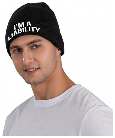 I'm A Liability Crazy Party Gag Beanie Unisex Knit Hat Women Men Gift Winter Warm Cap Black $10.99 Skullies & Beanies