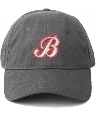 Men's Baseball Caps Baseball Letter B Embroidered Dad Hat Washed Cotton Hat Grey $11.99 Baseball Caps