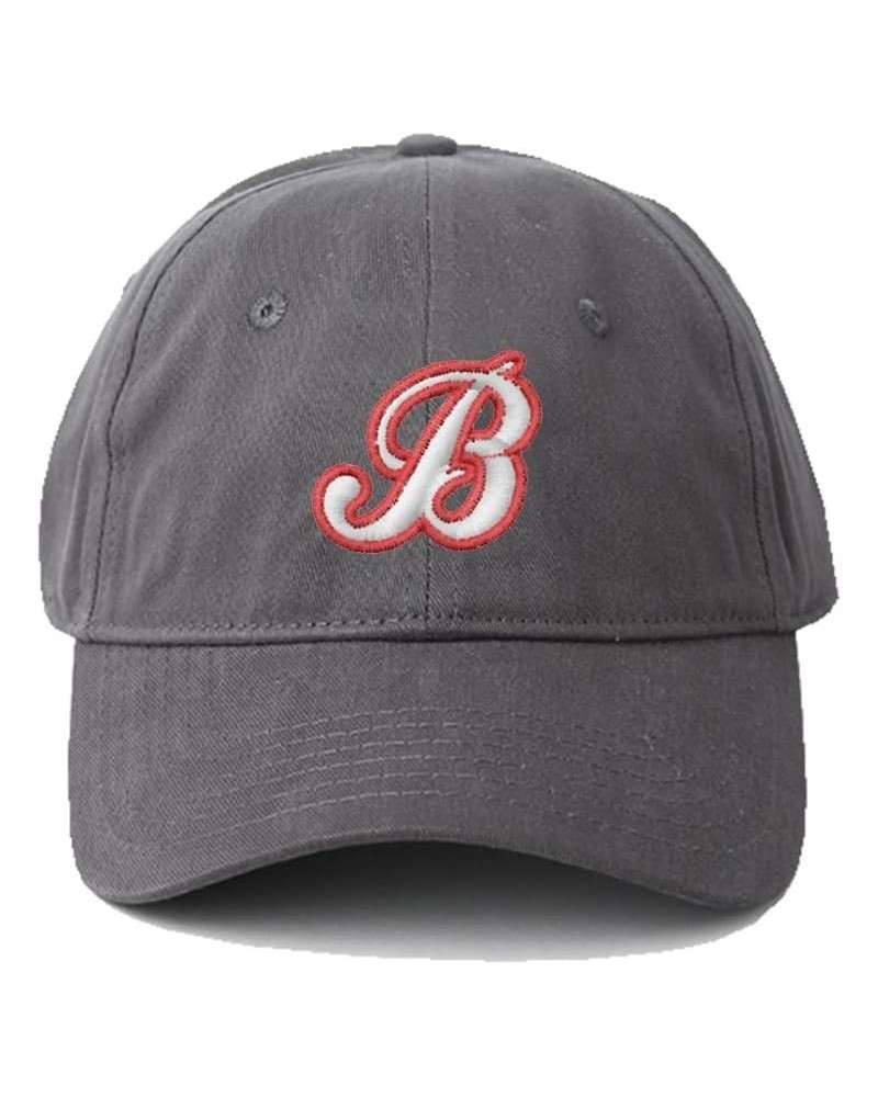 Men's Baseball Caps Baseball Letter B Embroidered Dad Hat Washed Cotton Hat Grey $11.99 Baseball Caps