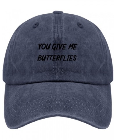 Baseball Cap Butterfly Fitted Golf Hats for Men Summer Cap Light Weight You givee me Butterflies Summer Cap Navy Blue $8.99 V...