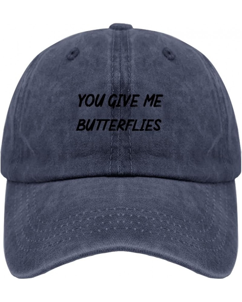 Baseball Cap Butterfly Fitted Golf Hats for Men Summer Cap Light Weight You givee me Butterflies Summer Cap Navy Blue $8.99 V...