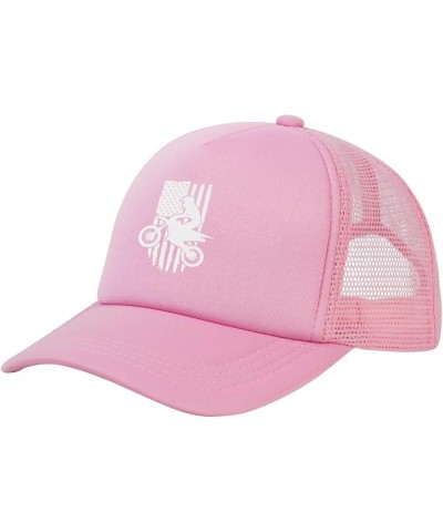 Dirt Bike Motocross USA Adjustable Trucker Hat Vintage Baseball Cap for Men Women Pink $10.34 Baseball Caps