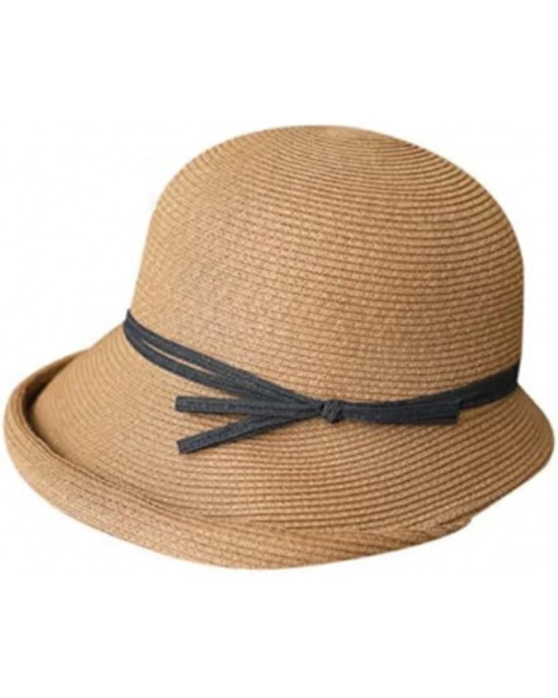 Womens Straw Hats Female Retro Casual Cool Hat Foldable Sun Hat Sun Hat Brown $25.46 Sun Hats