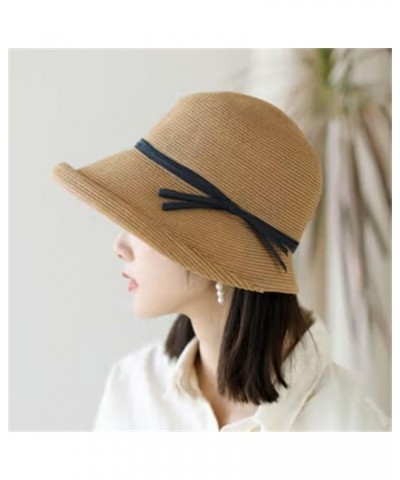 Womens Straw Hats Female Retro Casual Cool Hat Foldable Sun Hat Sun Hat Brown $25.46 Sun Hats