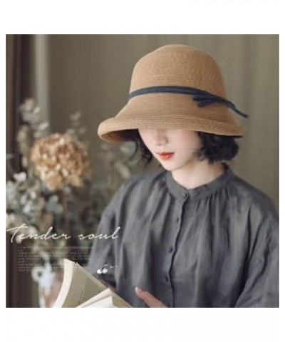 Womens Straw Hats Female Retro Casual Cool Hat Foldable Sun Hat Sun Hat Brown $25.46 Sun Hats