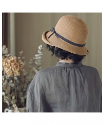 Womens Straw Hats Female Retro Casual Cool Hat Foldable Sun Hat Sun Hat Brown $25.46 Sun Hats