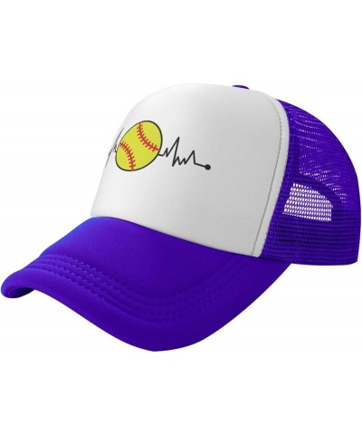 Heartbeat Softball Hat Mesh Cap for Men Women, Adjustable Trucker Hat Baseball Cap Purple $10.82 Baseball Caps