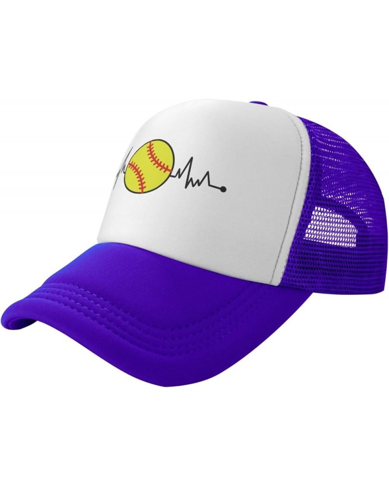 Heartbeat Softball Hat Mesh Cap for Men Women, Adjustable Trucker Hat Baseball Cap Purple $10.82 Baseball Caps