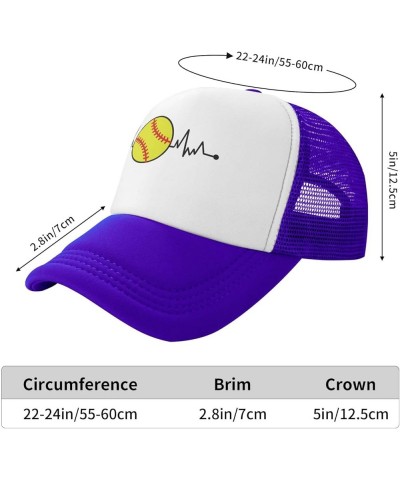 Heartbeat Softball Hat Mesh Cap for Men Women, Adjustable Trucker Hat Baseball Cap Purple $10.82 Baseball Caps