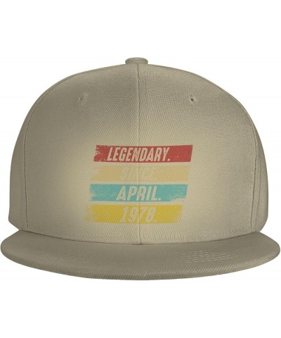 Legendary Since April-1978 Trucker Hat for Men Snapback Hats Baseball Cap Flat Brim Hats Natural $11.46 Baseball Caps